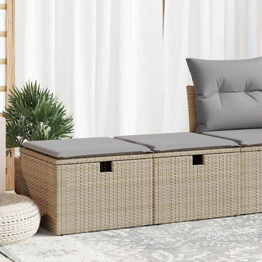 Set Divano Da Giardino 2 Pz Con Cuscini Beige Polyrattan Acacia