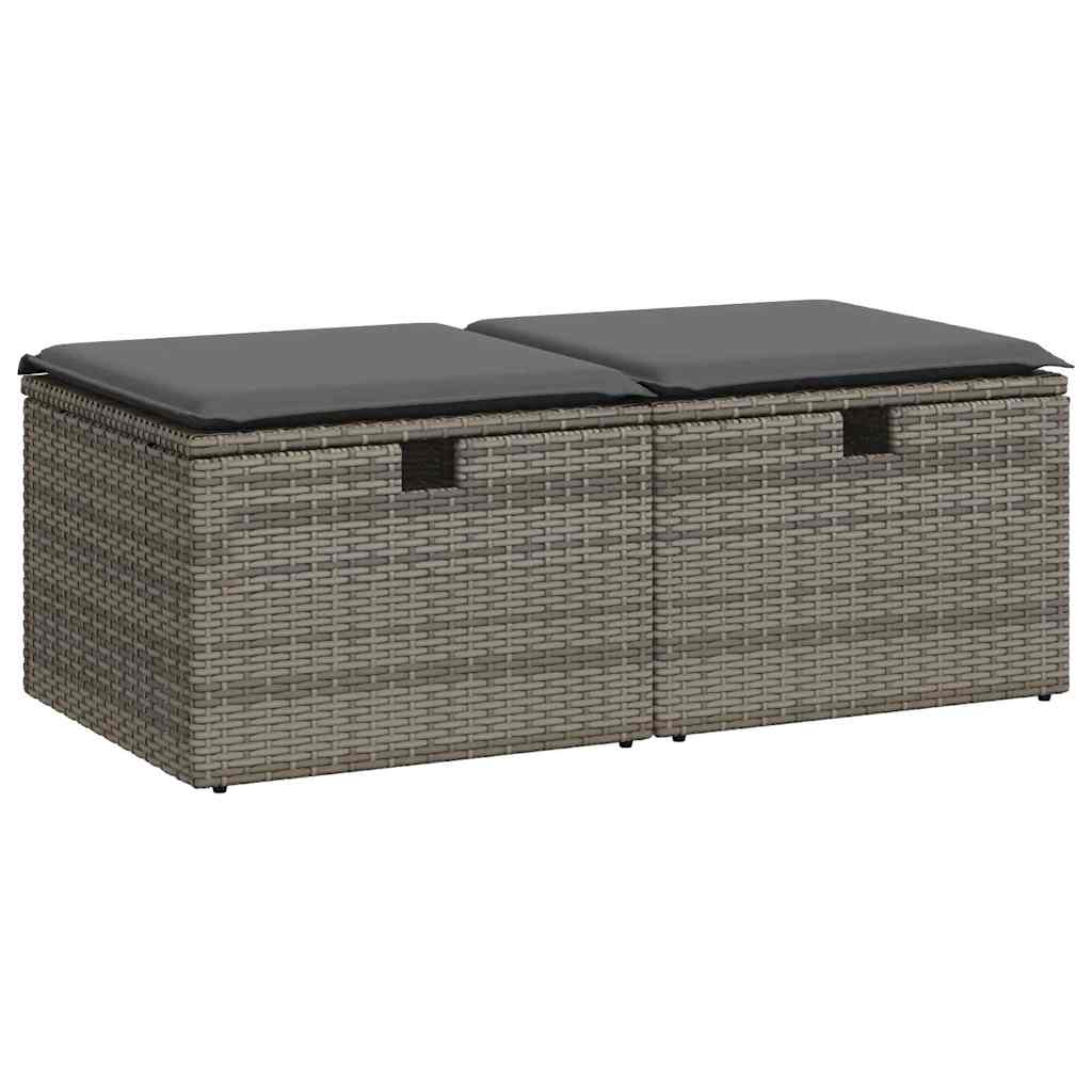 Set Divano Giardino 2 Pz Con Cuscini Grigio Polyrattan Acacia