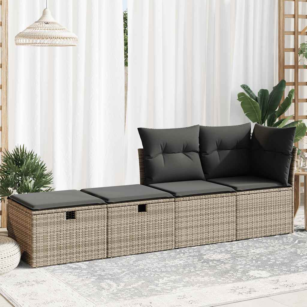 Set Divano Giardino 2 Pz Con Cuscini Grigio Polyrattan Acacia