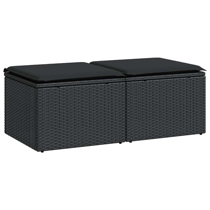 Set Divani Da Giardino Con Cuscini 2 Pz Nero Polyrattan Acacia