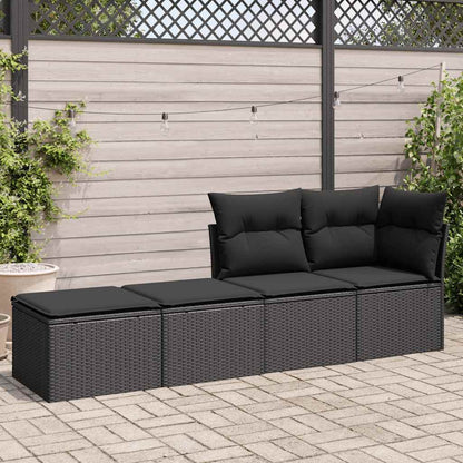 Set Divani Da Giardino Con Cuscini 2 Pz Nero Polyrattan Acacia