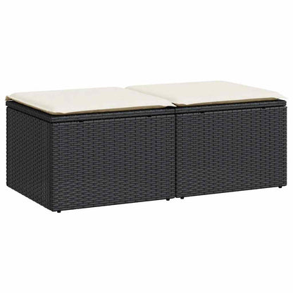 Set Divani Da Giardino Con Cuscini 2 Pz Nero Polyrattan Acacia