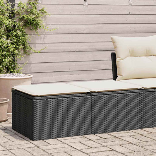 Set Divani Da Giardino Con Cuscini 2 Pz Nero Polyrattan Acacia