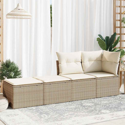 Set Divano Da Giardino 2 Pz Con Cuscini Beige Polyrattan Acacia