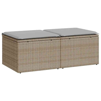 Set Divano Da Giardino 2 Pz Con Cuscini Beige Polyrattan Acacia