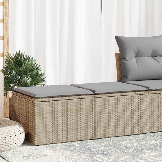 Set Divano Da Giardino 2 Pz Con Cuscini Beige Polyrattan Acacia