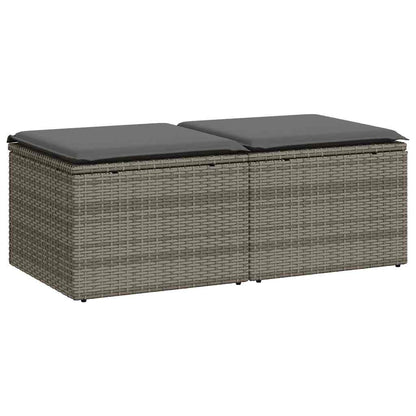 Set Divano Giardino 2 Pz Con Cuscini Grigio Polyrattan Acacia